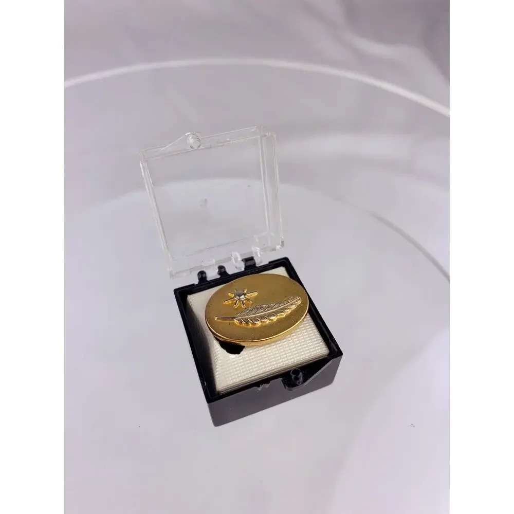 Eagle Feather & Sun Tie Clip Bar Lapel Gold Tone Gilt NIB Vintage K1